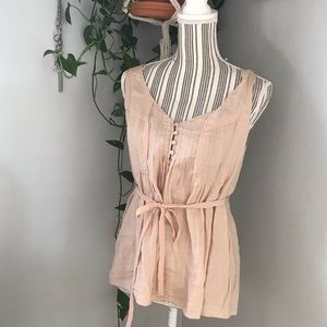 J crew sleeveless linen top dusty peach blush sz 4